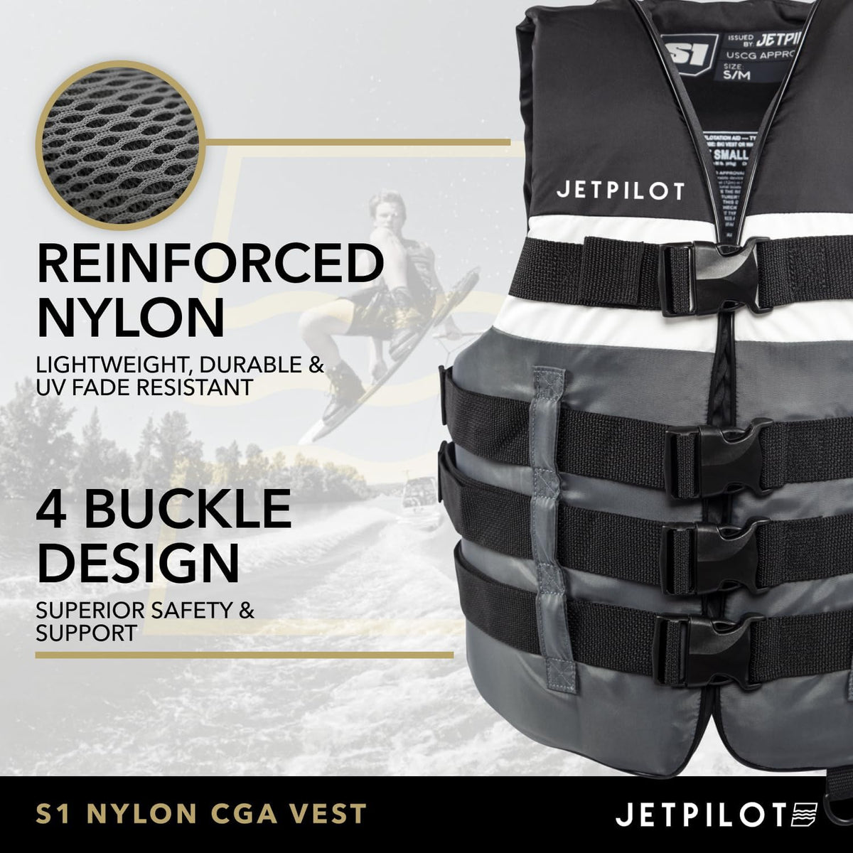 Jetpilot S1 Nylon Life Vest, Black