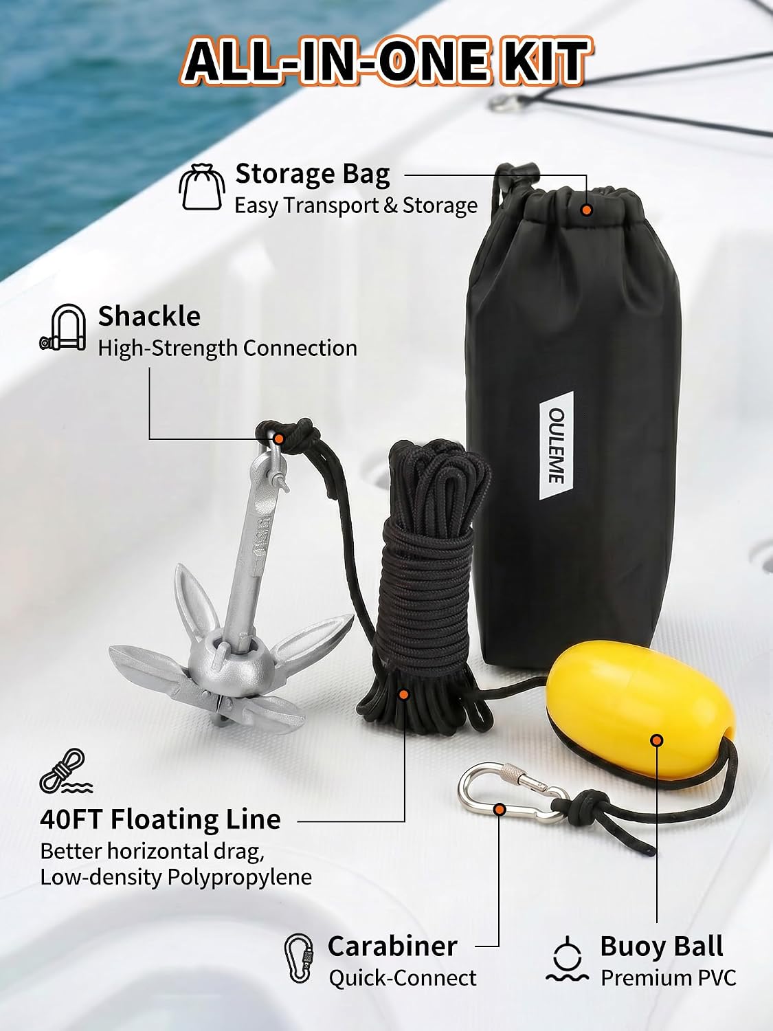 OULEME Folding Grapnel Anchor Kit