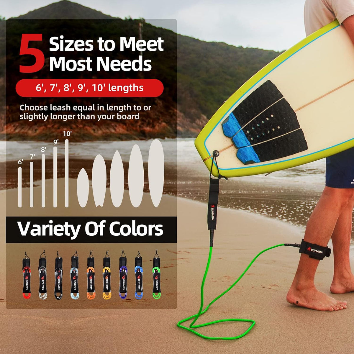 Abahub Straight Surfboard Leash