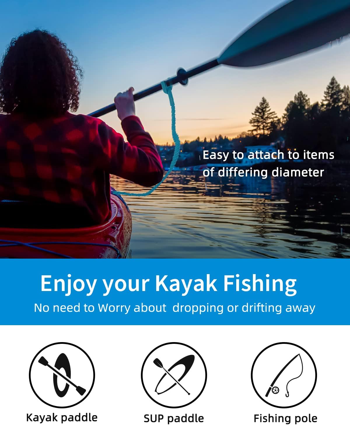 OCEANBROAD Stretchable Kayak Paddle Leash