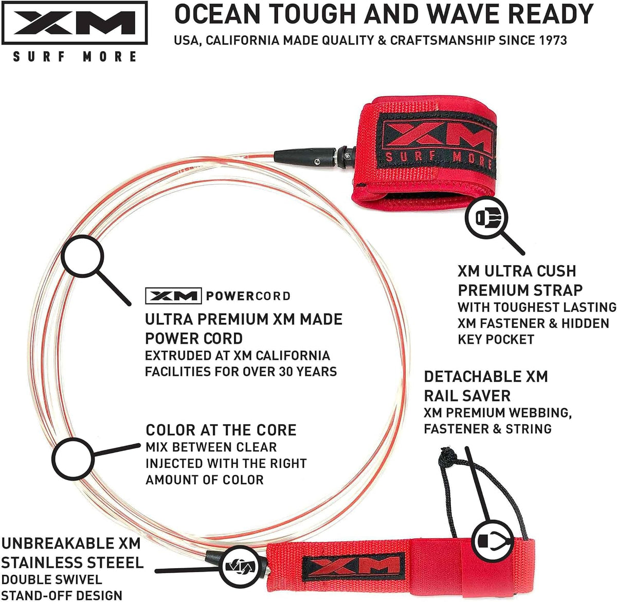 XM Surf More Surfboard Leash 7ft