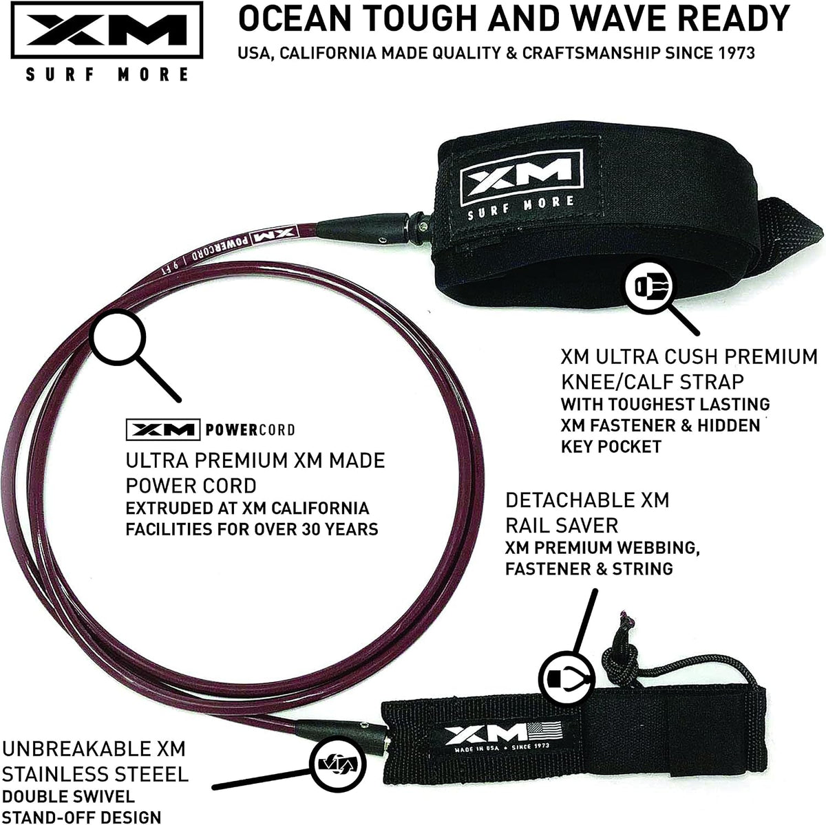 XM Surf More Surfboard Leash 10ft