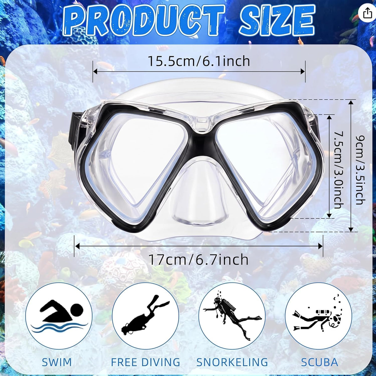 Weewooday Diving Goggles with Nose Cover